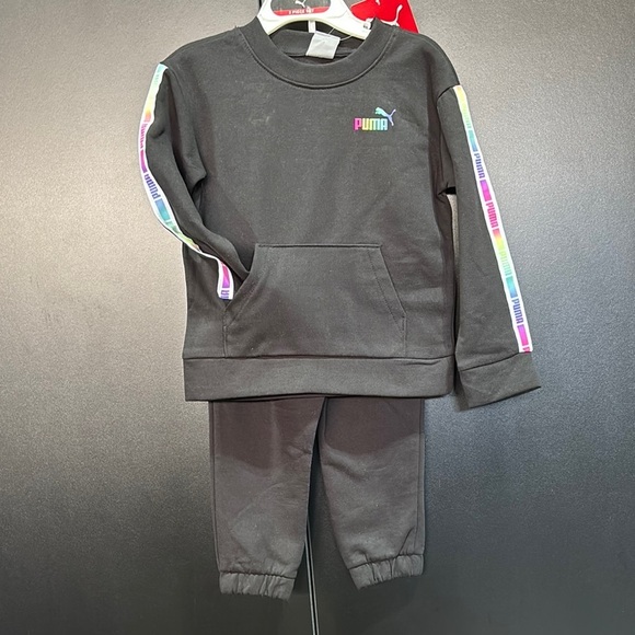 PUMA 2 Pc.Jogger set,pouch pocket crewneck top,elastic waist/cuff pants,fleece - Picture 1 of 10